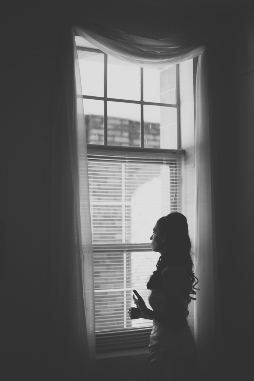 Bride Staring Out a Window