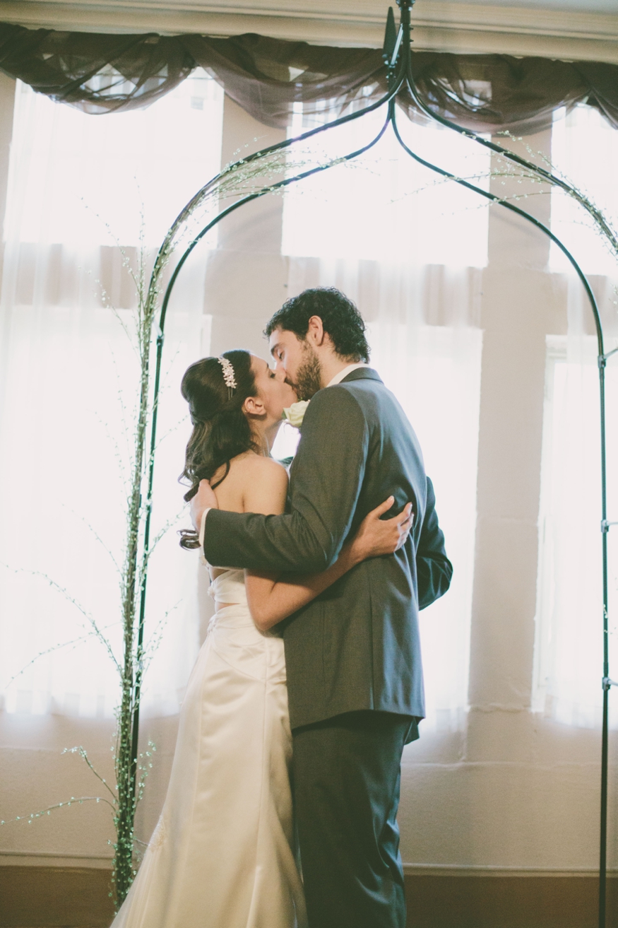 Bride and Groom First Kiss