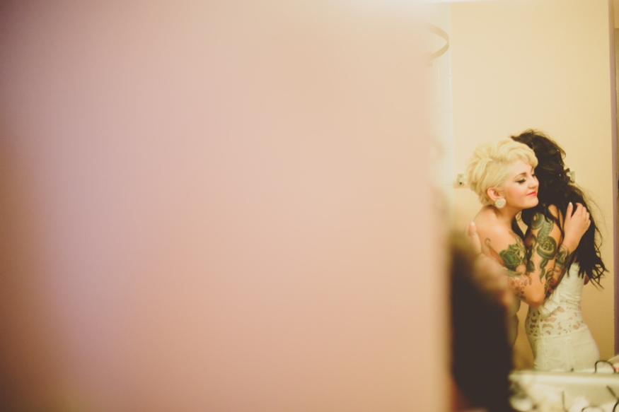 Bride Hugging Maid of Honor