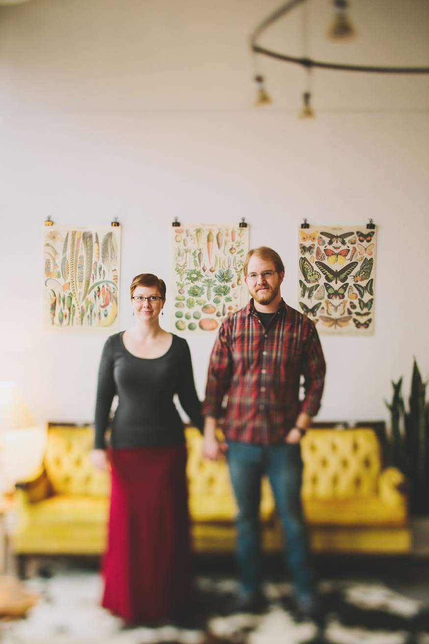 Vintage Yellow Couch Engagement