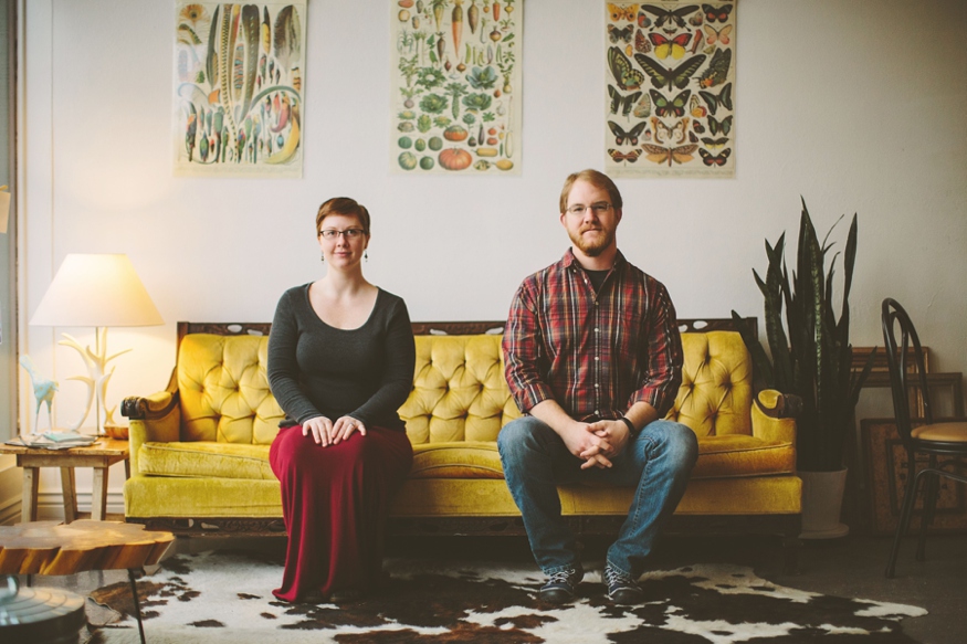 Vintage Yellow Couch Engagement