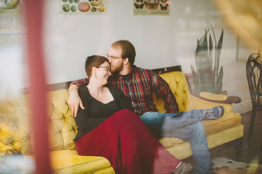 Vintage Yellow Couch Engagement