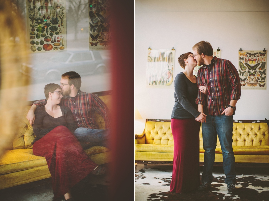 Vintage Yellow Couch Engagement