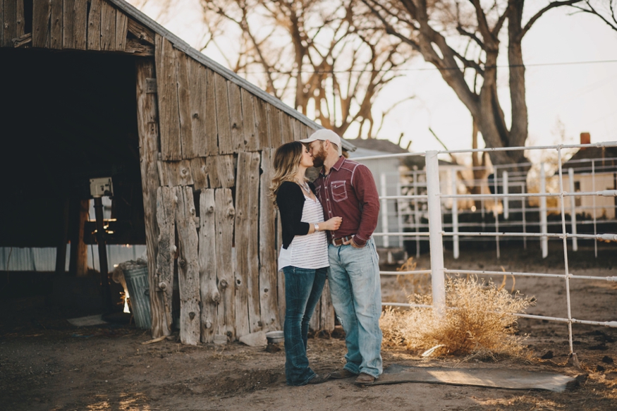 engagement photos near a barn
