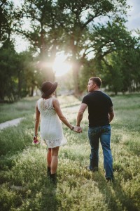 walking together in the sunset